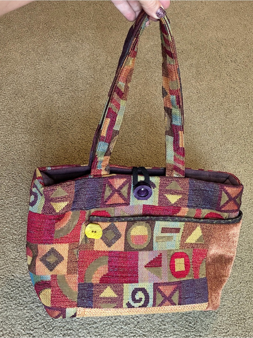 Handmade One Of A Kind Multicolor Purse Tapestry Shoulder Bag Colorful Boho